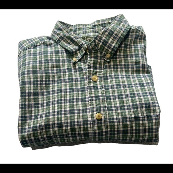 Eddie Bauer Shirt Mens Size L Green Plaid Long Sleeve Button Down Relaxed - Picture 3 of 10